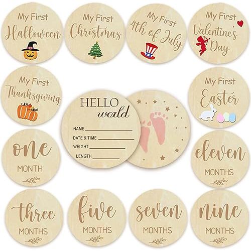 Baby Monthly Milestone Cards - My First Holiday Milestone | Baby Announcement Sign & Celebration Board | Hello World Sign | Milestone Photo Cards | Perfect Newborn Gift & Keepsake