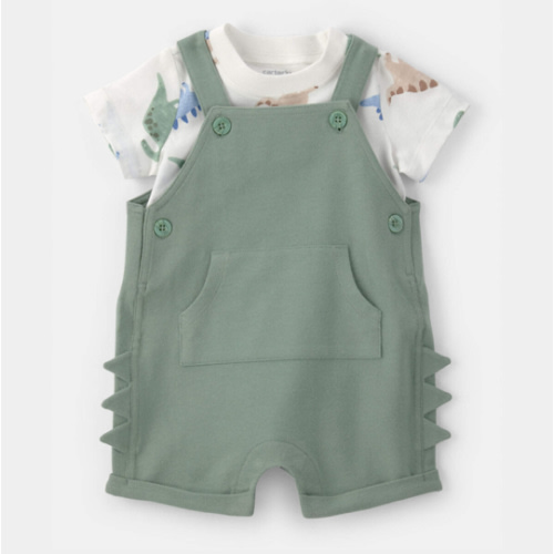 Baby Boy 2-Piece Dinosaur Short-Sleeve Overall Set - Green | Carter's