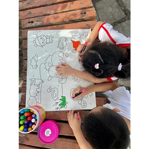 Washable Super Tip Markers for Toddlers Ages 2-4, Water-Based Broad Line Coloring Markers, Safe and Non-Toxic, 12 Colors with Storage Pouch, Preschool Art Supplies for Boys & Girls Ages 3-5