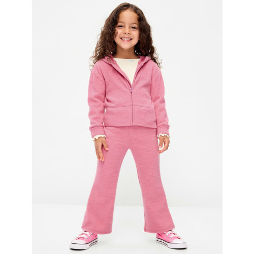 Cozy Ribbed Hoodie and Flared Pants Set for Toddler Girls