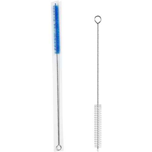2 Pack Straw Cleaner Brush, Reusable Metal Handles Straw Cleaner Brush Extra Long for Stanley Mug 40, 30, 20 oz, 10mm Wide Straw Cleaner Brush for Sippy Cup, Water Bottle and Tubes (Clear+Blue)
