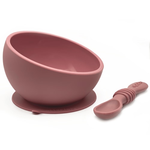 Silicone Baby Bowl & Spoon Set – Woodchuck - otterlove by Platinum Pure | Premium Platinum Silicone Products for Babies & Toddlers