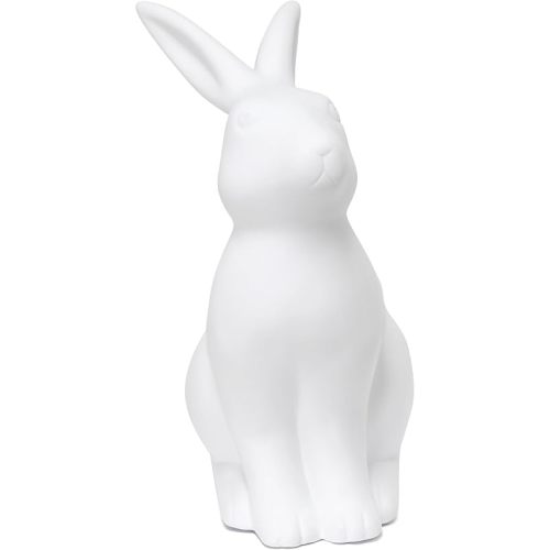 Simple Designs LT1230-WHT 10.43" Hoppy Glow Porcelain Bunny Rabbit Table Lamp Night Light, for Bedroom, Nursery, White