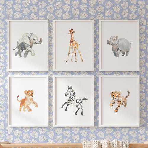 Keepsake Kingdom: Watercolor Safari Animals Set of 6 - All Sizes · Digital Files - Printable - The Crown Prints