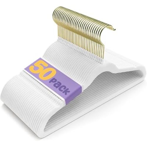 Flottian 50 Pack Baby Velvet Hangers Kids 11",Baby Hangers with Gold Hook