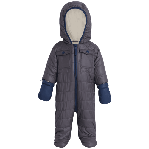 Urban Republic Baby Boys Snowsuit - One-Piece Full Sherpa Fleece Lined Infant Pram Quilted Baby Winter Suit (3M-9M)