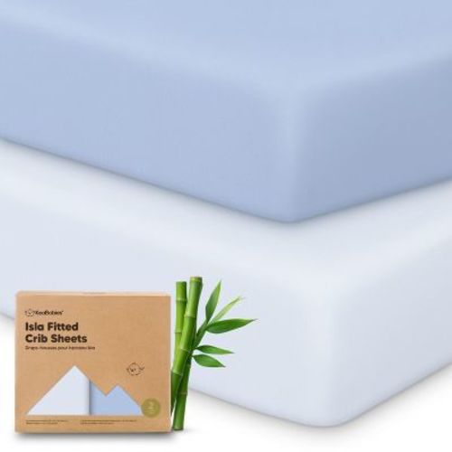 KeaBabies 2pk Isla Fitted Crib Sheets for Boys, Girls, 52x28 Baby Crib Sheet, Fits Standard Nursery Crib Mattresses (Blue Flax)