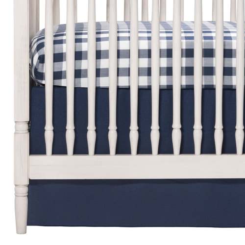Navy Linen Crib Skirt 16" Drop