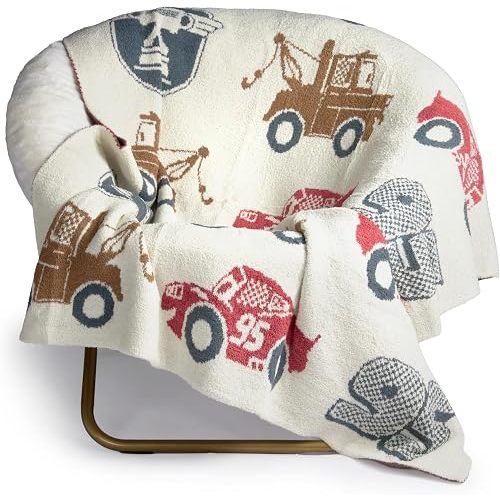 Jay Franco Kids Feather Knit Blanket – 50" x 60" Inch Soft & Cozy Plush Throw for Bedroom & Couch Décor, Official Licensed Product, Multi - Cars