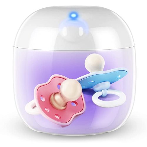 Qualirey Portable Pacifier Disinfection, Mini UV Light Disinfection, 99.99% Disinfection in 3 Mins, USB Rechargeable, Mini UV-C Disinfection Box for Baby Pacifier, Bottle Nipples, Teethers (White)