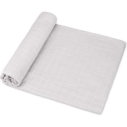 Goobie Baby Organic Muslin Swaddle Blanket, 100% Certified Organic Cotton, Ultra Soft & Breathable, Oversized 47 X 47 Inches for Easy Swaddling, Multi-Use Blanket for Nursing & More (Dove Gray)