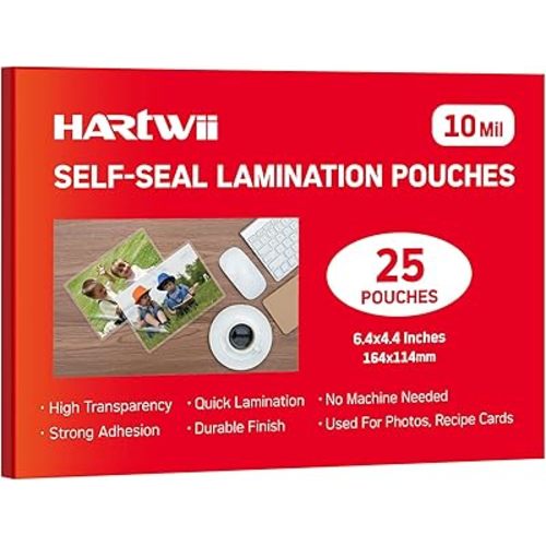 25 Pack Self-Sealing Laminating Pouches 4x6 Inch,10 Mil Thick Double-Sided Self Adhesive Lamination Pouches,Waterproof Photo Laminating Sheets No Laminator Machine Need