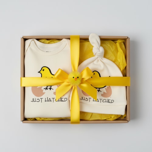Just Hatched Organic Cotton Long Sleeve Romper & Hat Gift Set – Simply Chickie