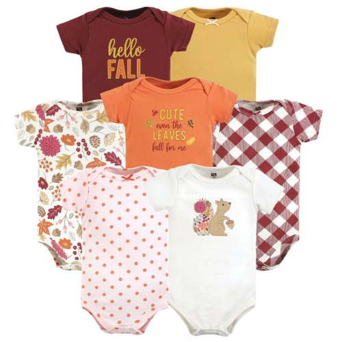 Hudson Baby Infant Girl Cotton Bodysuits, Fall Squirrel, 6-9 Months