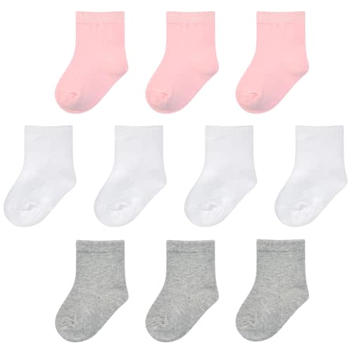 Baby Socks Infant White Crew Socks Baby Girls Soft Newborn Dress Sock Boys Baptism 0-12 Months 10 Pack
