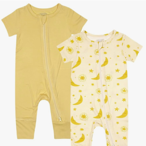 Teach Leanbh Baby Boys Girls 2 Pack Bamboo Viscose Pajamas 2 Way Zipper Short Sleeve Romper Jumpsuit Sleep and Play