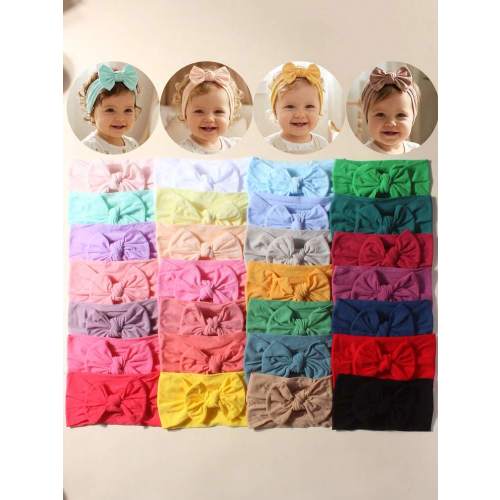 28pcs/Set Newborn Baby Boy Girl Candy Color Soft Nylon Elastic Multifunctional Headbands Set, Suitable For Daily Use | SHEIN USA