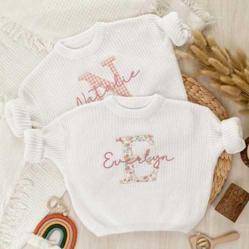 Embroidered Baby Name Sweater, Pregnancy Announcement Idea, Personalized Toddler Sweatshirt, Custom Baby Announcement Gift