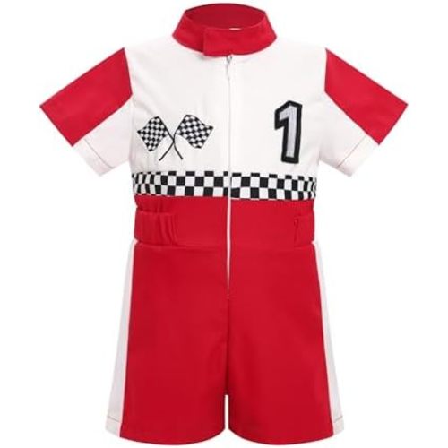 IMEKIS Toddler Baby Race Car Birthday Outfit Boy Girl One Piece Jumpsuit Cake Smash Photo Shoot for 1-4T