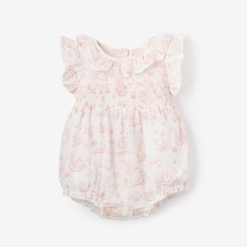 Swan Toile Swiss Dot Bubble (6-9M)