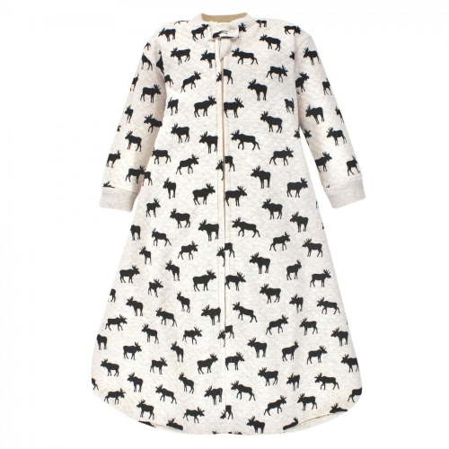 Hudson Baby Infant Boy Premium Quilted Long Sleeve Sleeping Bag and Wearable Blanket, Moose, 12-18 Months