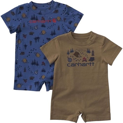 Carhartt Baby Boys' Set of Two Short Sleeve Shorts Knit Romper Set