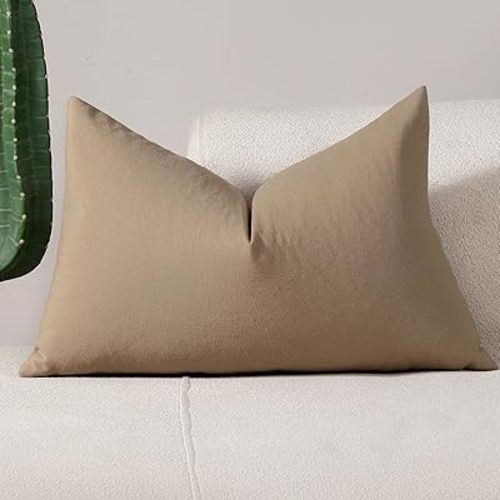 vctops Coffee Decorative Throw Pillow Covers 12x20 Inch Farmhouse Linen Textured Lumbar Cushion Cover Pillowcase for Sofa Bedroom Couch (Coffee,12"x20")