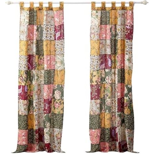 Greenland Home Antique Chic Authentic Patchwork Curtain Panel Set, 84 x 84 inches, Includes Two (2) 42 W x 84 L Panels