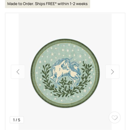 Woodland Wanderer Unicorn Green Rug | Ruggable