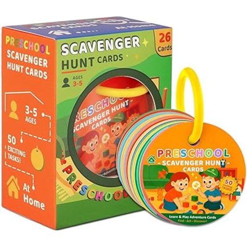 Home Scavenger Hunt Cards: 50 Toddler Indoor Find & Learn Activities | Fun Educational Games for 3-5 Year Olds | Preschool Boys & Girls Early Development (Preshool)