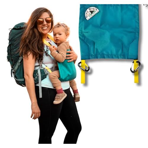 Trail Magik Kids Carrier | Ultra Lightweight Child Carrier for Hiking | Ultra-Compact Kids Carrier to Attach Your Hiking Backpack for Children 1+ Years, Up to 43 lbs Pounds (Light Teal with Gold)