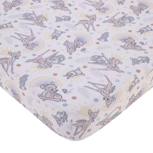 NoJo Disney B is for Bambi Tan, Gray, and White Nursery Fitted Crib Sheet
