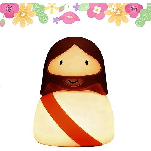 Jesus Night Light, Cute Rechargeable Silicone LED Lamp, Touch Activated Bedside Night Light for Kids, Unique Gift for Home Room Decor