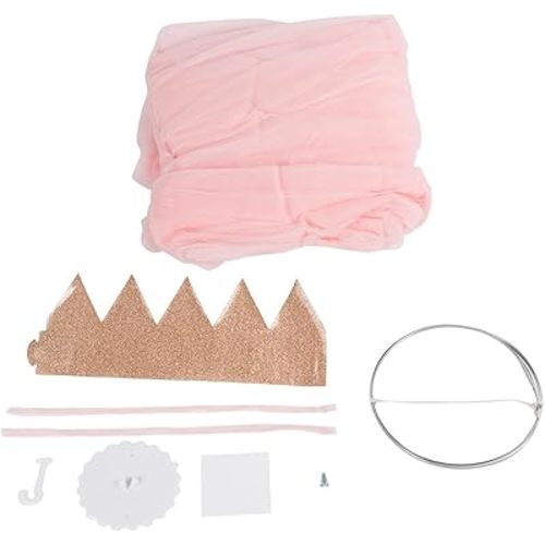 Round Dome Princess Bed Canopy for Girls Soft Breathable Cotton Netting with Hanging Hooks for Baby Cribs and Room Decor Elegant Home Accessory (Pink)