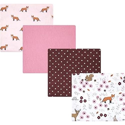 Hudson Baby Unisex Baby Cotton Flannel Receiving Blankets, Woodland Floral, One Size