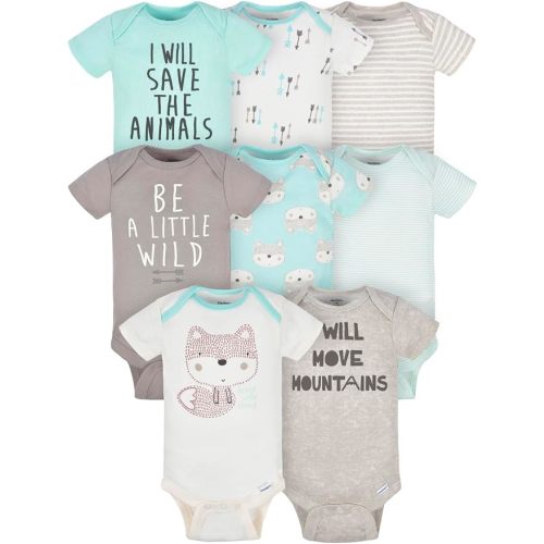 Gerber Baby Boys 8-Pack Short Sleeve Onesies Bodysuits (Newborn)