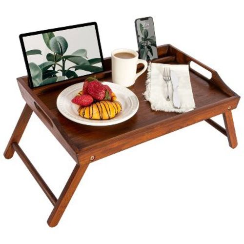 Rossie Home XL Media Bed Tray, Java Bamboo