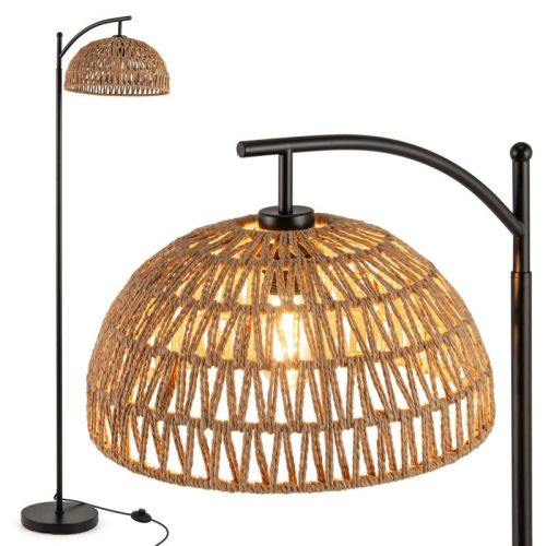 Costway Arc Floor Lamp Modern Tall Standing Lamp with Hanging Lampshade Anti-tipping Base