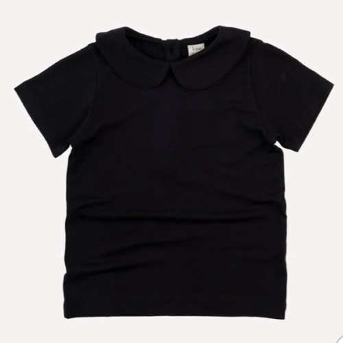 short sleeve peter pan tee | black | bamboo
