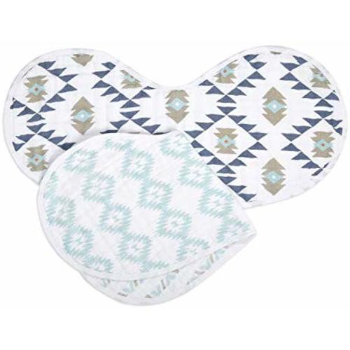 aden + anais Burpy Baby Bib, 100% Cotton Muslin, 4 Layer Multi Use Burping Cloth, Super Soft & Absorbent Burp Rag for Infants, Newborns and Toddlers, 2 Pack, Southwest Chambray