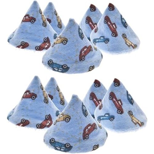 Washable Cotton Pee-Pee Teepees That Shield Baby Boys Pee During Diaper Changes. Great add-on Gift for Baby Showers. Comes in Gift-Ready Store Packaging. 10 Pieces in cellophane Bag. Cars