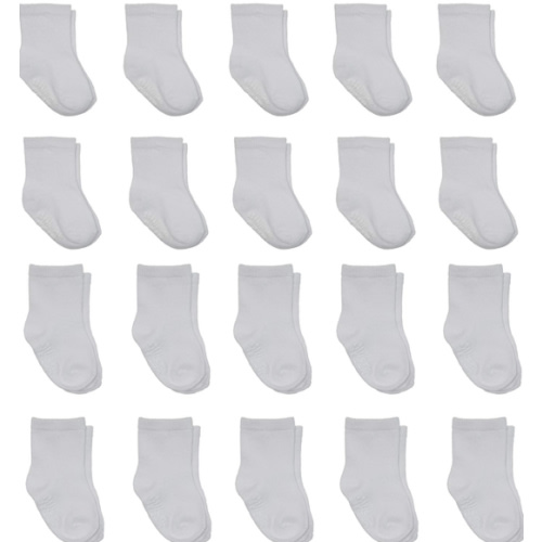 Little Me 20-Pack Newborn Baby Infant & Toddler Unisex Socks, 0-12/12-24 Months, Assorted Size Pack, White