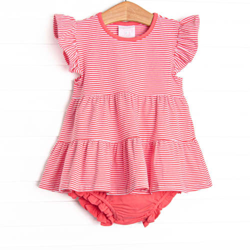 Penny Flutter Sleeve Diaper Set, Strawberry Pink Stripe – Stitchy Fish