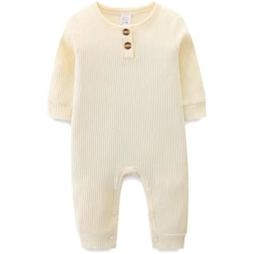 Unisex Newborn Clothes 0-12 Months Long Sleeve Snaps up Solid Ribbed Knit Baby Outfits