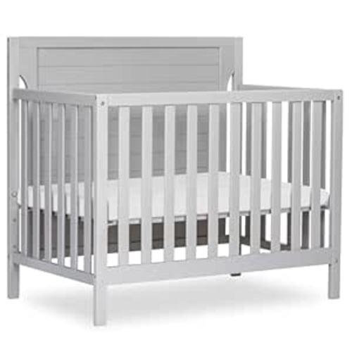 Dream On Me Bellport 4-in-1 Convertible Mini Baby Crib, Compact Design in Pebble Grey, GreenGuard Gold & BSA, Non-Toxic, Sustainable Pinewood, Converts to Mini Daybed & Twin Bed, 1″ Mattress Pad