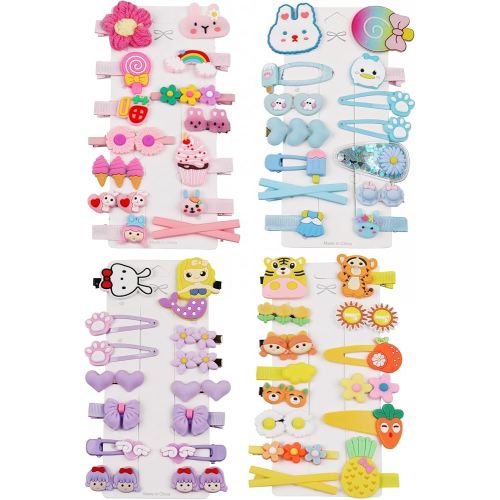 Hairpin Candy-colored kid's hair accessories, flower and fruit, rainbow hairpin set, girl cartoon animal cute hairpin,Package include 56pcs Hair Clips