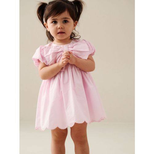 Angel & Rocket Pink Rosie Bow Puff Sleeve Scalloped Dress And Bloomer