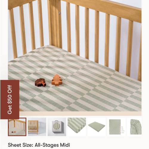 All-Stages Midi Crib Sheet in GOTS Certified Organic Muslin Cotton