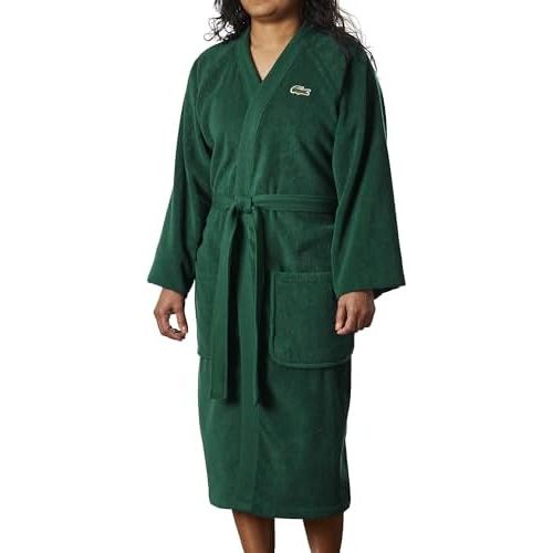 Lacoste Classic Pique Cotton Terry Bath Robe, Unisex, One Size,