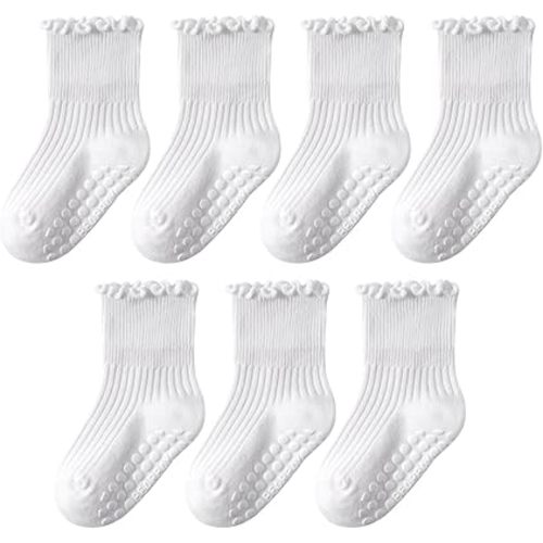 Baby Non Slip Ankle Socks with Grippers for 0 Months-7 Years Old Walking Socks